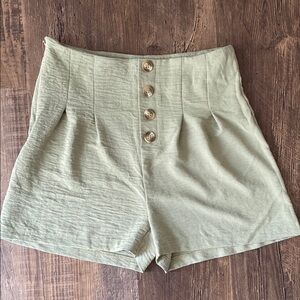 Women's Green High-Waisted Shorts